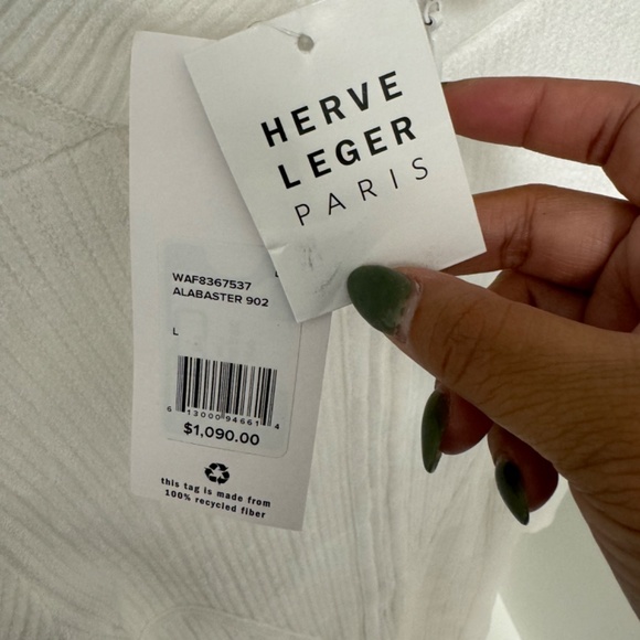 White Herve Leger Long-Sleeve Dress - Picture 2 of 5